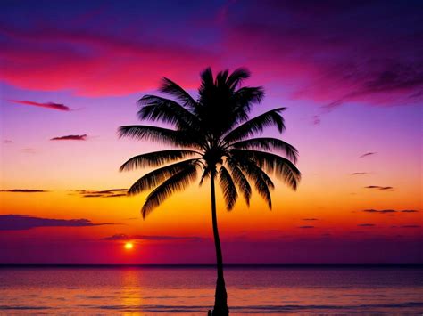 Tropical palm tree Sea Sunset Sky View Background 28115013 Stock Photo ...