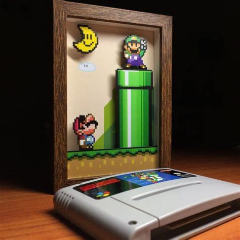 Super Mario Shadow Box With Luigi Nintendo Shadowbox For A Etsy