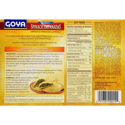 Goya Baked Spinach And Cheese Empanadas 10 Oz Instacart