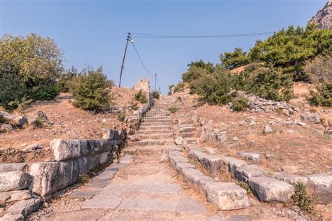 Ruins Of Ancient Greek City Of Priene Stock Photo Image Of Mountain