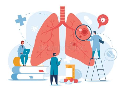 Doctores En Pulmonología Revisan Pulmones Viendo El Microscopio Y