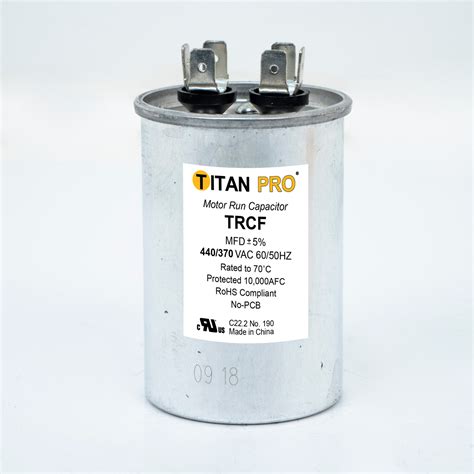 TITAN PRO Run Capacitor 15 MFD 440 370 Volt Round Packard Online