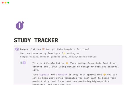 Study Tracker Notion Template