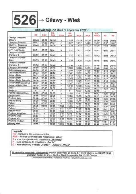 Nowy rozkład jazdy od 1 stycznia 2022 r Zespół Szkolno Przedszkolny
