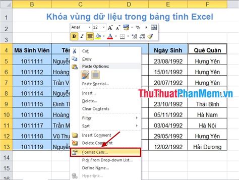 C Ch Kh A M T V Ng D Li U Tr N B Ng T Nh Excel