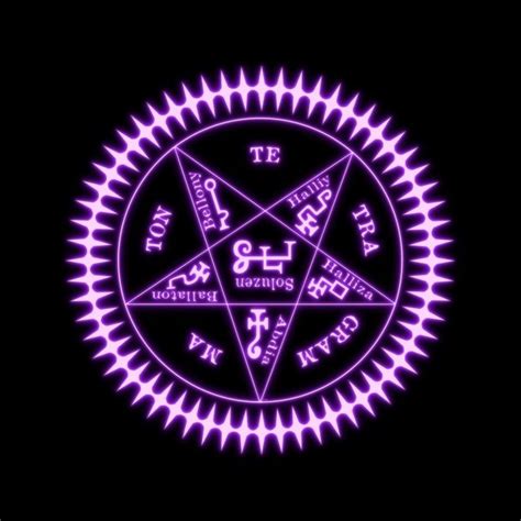 A Purple Pentagramil On Black Background Art Print