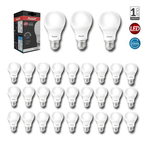 Kit 30 Lampada Pera Led Branco Frio 12w Bivolt Casa Comercio Avant