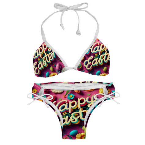 Easter Font Swimsuit Women Bikini Set With Detachable Sponge