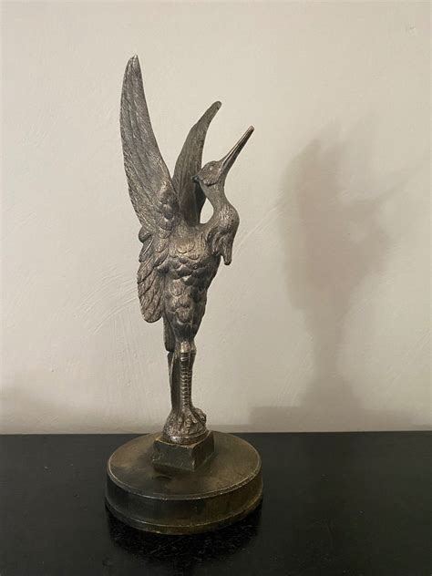 Proantic Automobile Mascot With Heron Silver Bronze Early Twentieth