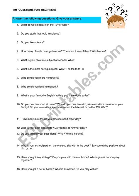 Questions Poster English Esl Worksheets For Distance