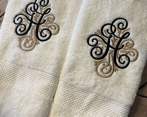 Monogrammed Luxury Ivory Bath Towel Set Hand Towels Wedding Gift