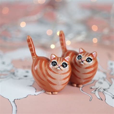 Orange Tabby Heart Kitty Figurine Whimsycalling