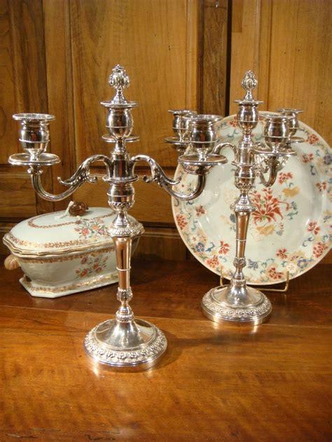 Proantic Paire De Candelabres En Bronze Argente De Style Louis XVI