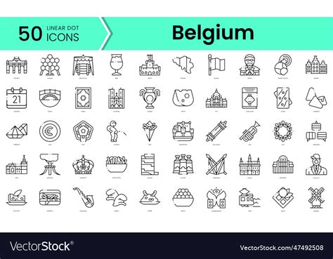 Set Of Belgium Icons Line Art Style Bundle Vector Image