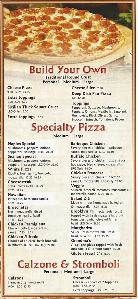 Naples Pizza Menu Little Egg Harbor NJ Pizza