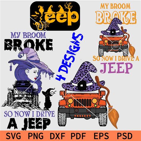 Halloween Jeep Bundle Svg Happy Halloween Jeep SVG Bundle My Broom