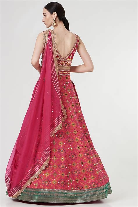 Coral Gota Embroidered Lehenga Set Design By Aditi Gupta At Pernias