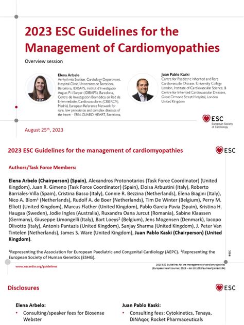 2023 Esc Guidelines For The Management Of Cardiomyopathies Overview