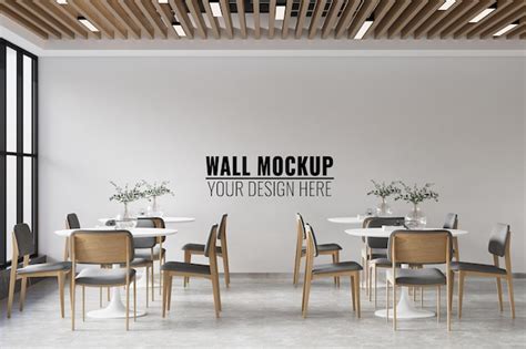 Free PSD | Interior coffee shop wall mockup