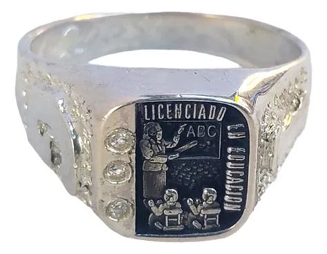 Anillo De Graduación Lic En Educación Plata Ley 925 Meses sin interés