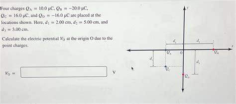 Solved Four charges QA 10 0μC QB 20 0μC QC 16 0μC and Chegg