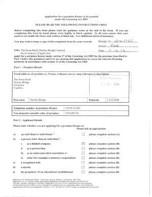 Fillable Online Pl A 036197 The Swan Hotel Application For Grant Of