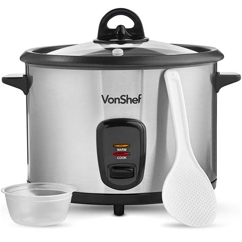 VonShef Rice Cooker / Steamer with Non-Stick Cooking Pot, Steam Vent ...