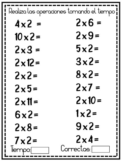 Multiplicaciones Sencillas Repasamos Tablas De Multiplicar