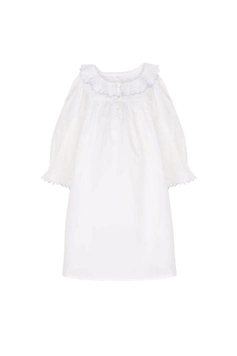 If Only If Margot Scalloping Child Nightie Blue 4 6 Years