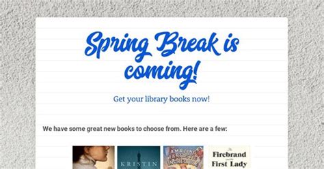 Spring Break Is Coming Smore Newsletters