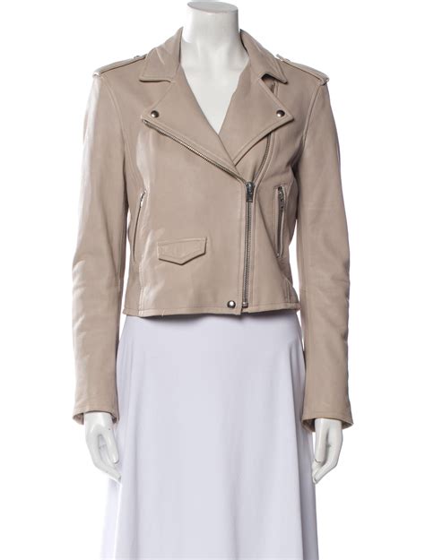 Alice Olivia Lamb Leather Biker Jacket Neutrals Jackets Clothing