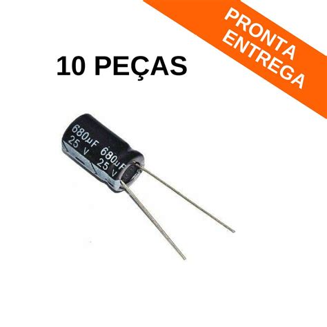 Kit 10 Peças Capacitor Eletrolítico 680uf 680mf 25v 105º Epcos Capacitores Achei