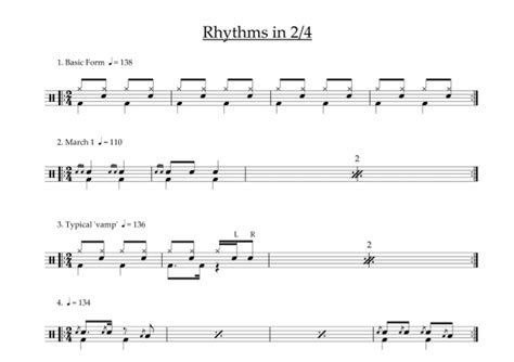 Rhythms In 2 4 By Alex Mott Sheet Music For Drums At Sheet Music Direct