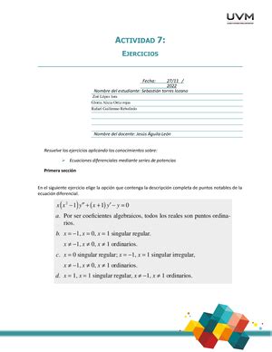 Actividad 2 Ejercicios Para Resolver Ecuaciones Diferenciales UVM