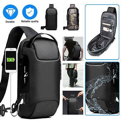 Anti Theft Sling Bag Waterproof Chest Bag Crossbody Backpack w/ USB ...