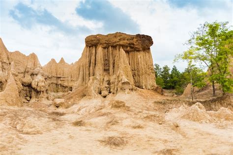 Premium Photo Landscape Of Soil Textures Eroded Sandstone Pillars