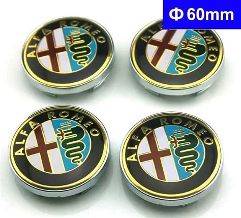 50X 60mm Gold Black 6cm Alfa Romeo Car Wheel Center Cap Hub Center