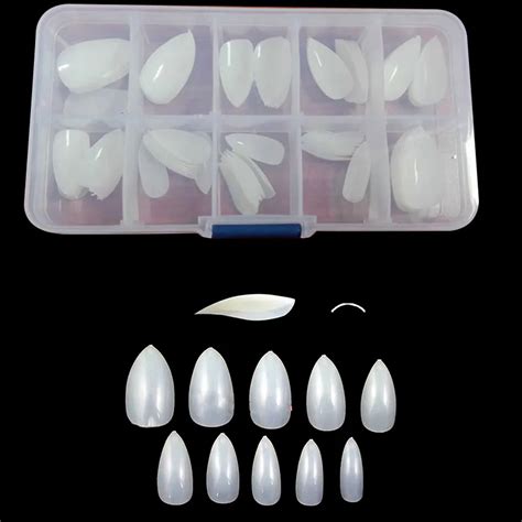 New 120pcs Box Nail Art Clear Natural Full Cover Oval Sharp End