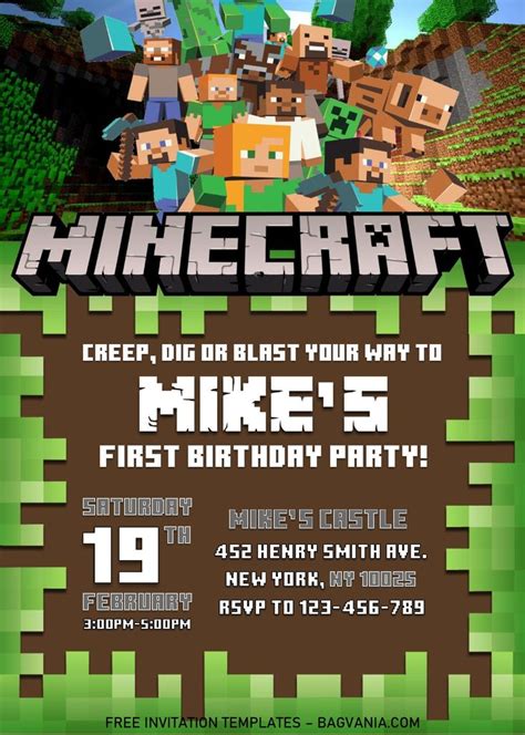 Printable Minecraft Birthday Invitations