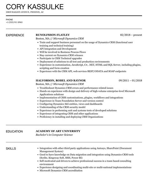 Microsoft Dynamics Crm Resume Samples Velvet Jobs