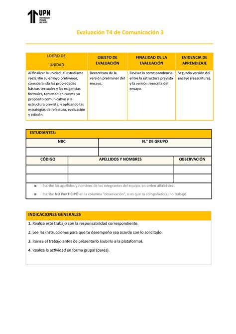 T Comu Wa Modelo Evaluaci N T De Comunicaci N Logro De