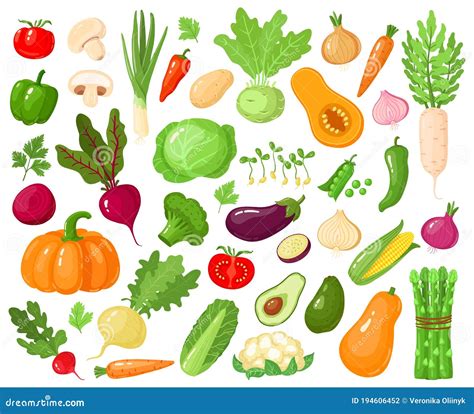 Verduras De Dibujos Animados Vegetales Veganos Frescos Vegetales The