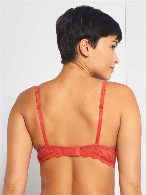 Sujetador Push Up De Encaje Rojo Frambuesa Kiabi