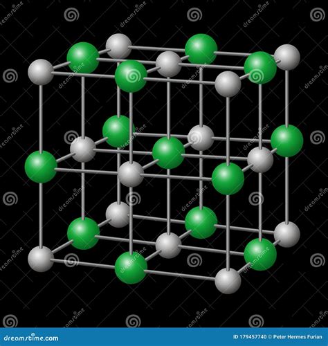 Sodium Chloride NaCl Crystal Structure Over Black Stock Illustration