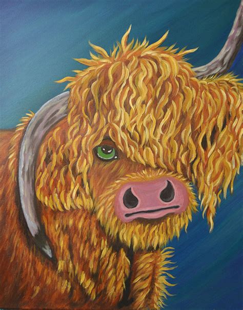 Scottish highland cow, acrylic painting, art | Dad art, Painting ...