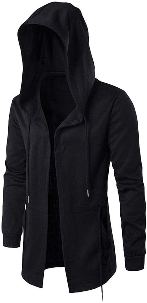 Cardigan Long Pour Hommes Ouverte Capuche Slim Fit Tailles