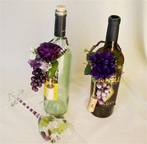 Vineyard Wedding Wine Bottle Centerpiece Grape Purple Topper Bridal