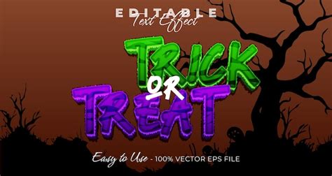 Premium Vector Trick Or Treat Typography 3D Halloween Editable Text