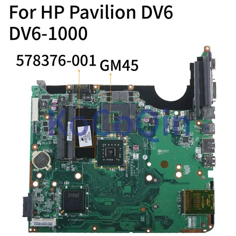 KoCoQin Laptop Motherboard For HP Pavilion DV6 DV6 1000 GM45 Mainboard