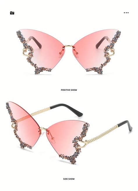 Butterfly Rimless Fashion Women Luxury Rhinestone Decorative Temu